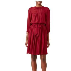 Slate & Willow Rose Illusion Dress Chiffon Lined Elastic Waist Red Womens Size 6